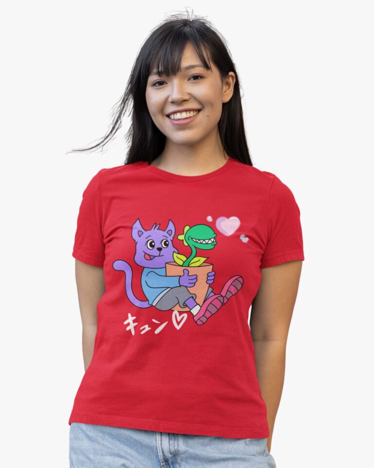 Cat Love Red Women T shirt